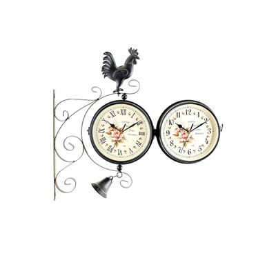 Часы настенные интерьерные «Флюгер», двусторонние, на подвесе, бесшумные, плавный ход, 48×32 см, циферблат d=19 см, 1хАА