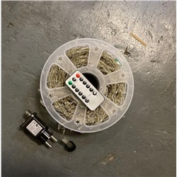 Гирлянда нить МИШУРА, хвойная лапа, (провод БЕЛЫЙ) с ПУЛЬТОМ, свечение холодное - белое