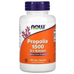 Now Foods, прополис 1500, 100 вегетарианских капсул