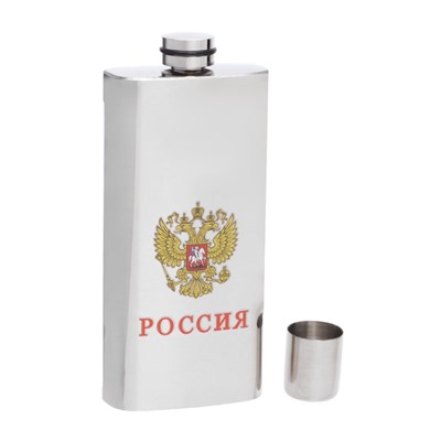 Фляжка «Россия», нержавеющая сталь, чехол, 330 мл