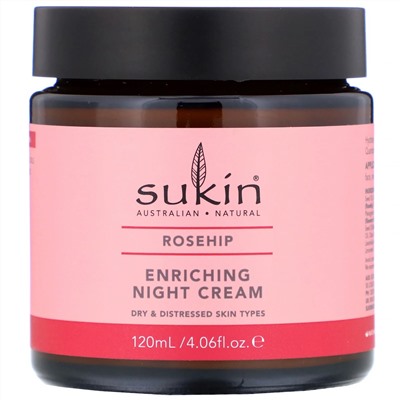 Sukin, питательный ночной крем, шиповник, 120 мл (4,06 жидк. унции)