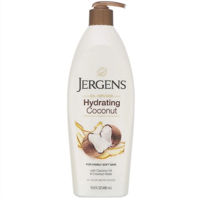 Jergens, Hydrating Coconut, увлажняющий лосьон с маслом кокоса, 496 мл