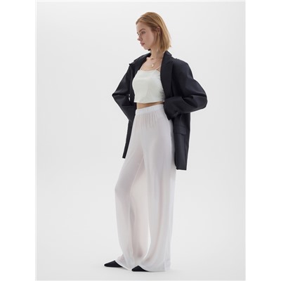 Брюки женские палаццо из шифона MINAKU: Casual Collection, белые, размер 50