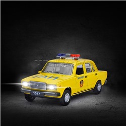 Машина металл ВАЗ-2107 Полиция 12 см, (св-зв, дв, баг,ин, желтый) инерц., в коробке