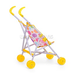 Коляска кукольная (трость, складная, цвет жёлтый, с принтом) в пакете