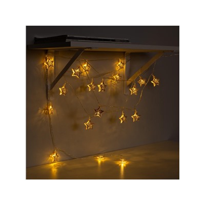 Гирлянда «Нить» 4 м с насадками «Звёздочка», IP20, прозрачная нить, 20 LED, свечение тёплое белое, 8 режимов, 220 В