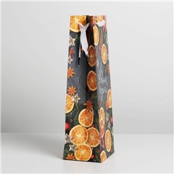 Пакет подарочный новогодний ламинированный под бутылку «Уюта и тепла в Новом году», 13×35×10 см