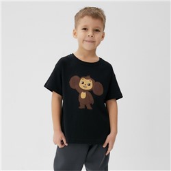 Футболка детская KAFTAN «Чебурашка», чёрная, размер 30, рост 98-104 см