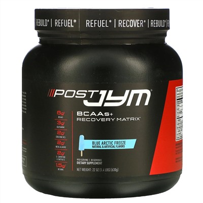 JYM Supplement Science, BCAAs + Recovery Matrix, Blue Artic Freeze, 22 oz (630 g)