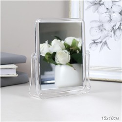 Зеркало настольное двустороннее 15х18 см / CF-02 /уп 72/пластик