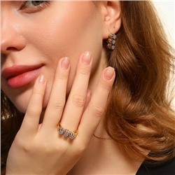 Комплект ювелирной бижутерии Итальянское золото (покрытие желтое 14к), серьги и кольцо 18 р, вставка: фианиты, цвет: прозрачный, арт.213.513-18