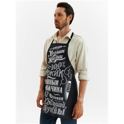 Фартук «Доляна. 100% Мужик», черный, 70×60 см,100% хлопок, рогожка 160 г/м²