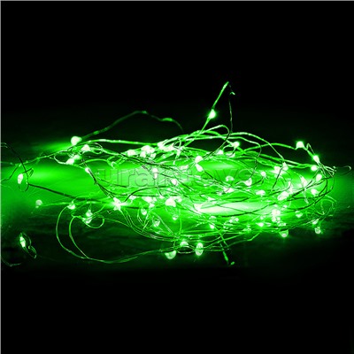Электрогирлянда светодиодная Роса, 10 м, 100 ламп, зеленый в пакете