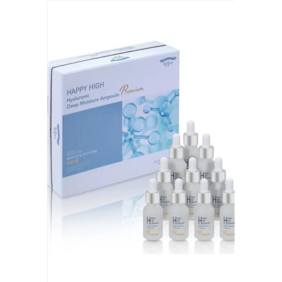 HAPPY HIGH Набор сывороток для лица с гиалуроновой кислотой / Hyaluronic Deep Moisture Ampoule Premium, 15 мл x 10 KRISTALLER, 1133586