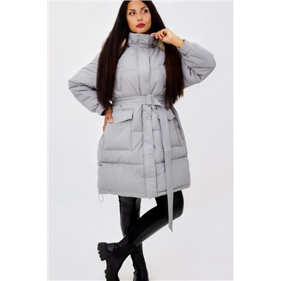 Куртка на поясе с натуральным мехом арт. 23226 НАТАЛИ, 1064297