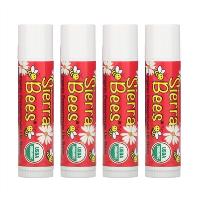 Sierra Bees, органические бальзамы для губ, гранат, 4 штуки по 4,25 г (0,15 унции)