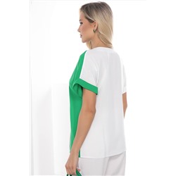 Блуза Игра цвета (бело-зеленая) Б10379