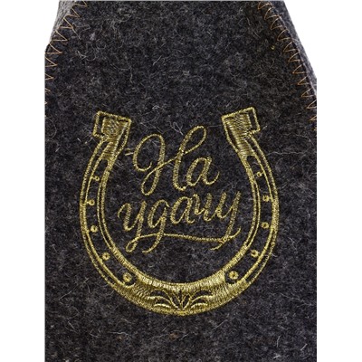 Шапка для бани и сауны «На удачу», шерсть 50%, полиэфир 50%, серая