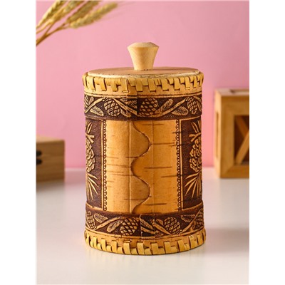 Туес с кантами «Лесная красавица», банка для хранения, береста