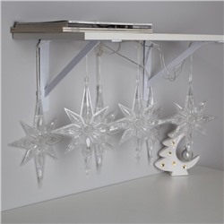 УЦЕНКА Гирлянда «Нить», 2 м, с насадками «Полярная звезда», IP20, 30 LED, 220 В, мигание, прозрачная нить, свечение мульти