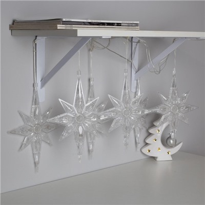 УЦЕНКА Гирлянда «Нить», 2 м, с насадками «Полярная звезда», IP20, 30 LED, 220 В, мигание, прозрачная нить, свечение мульти