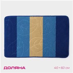 Коврик для дома Доляна «Листья», 40×60 см, синий