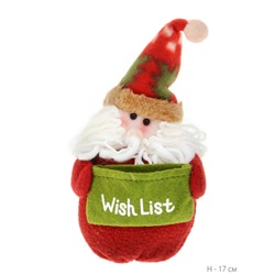 Новогоднее украшение Дед Мороз 17 см с мешком для подарков / NY202113 /уп 50/
