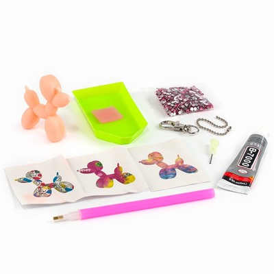 УЦЕНКА Алмазная мозаика на брелоке «Собачка» светло-розовый