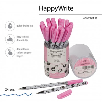 Ручка шариковая 0.5 мм "HappyWrite. Панды" синяя 20-0215/63 Bruno Visconti
