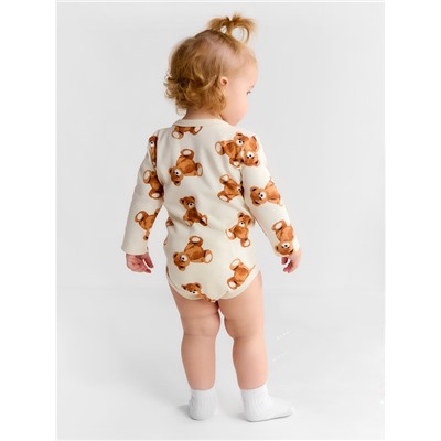 Боди с длинным рукавом «Крошка Я. Медвежата», рост 74-80, бежевый