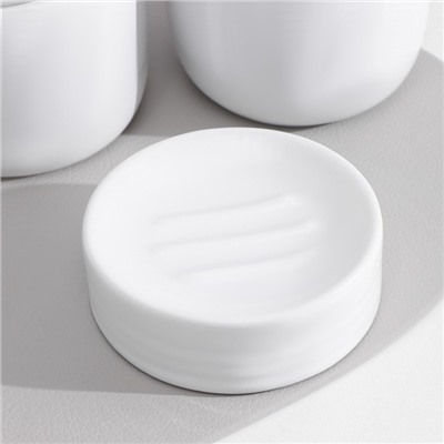 УЦЕНКА Аксессуары для ванной SAVANNA Monro, 4 предмета: мыльница, дозатор для мыла 450 мл, стакан, баночка, белые