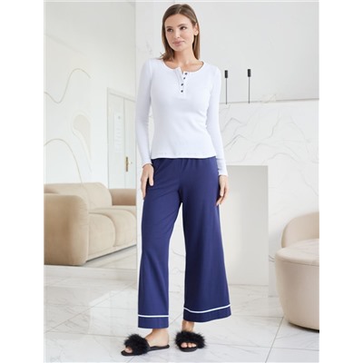 Лонгслив облегающий из фактурного трикотажа в рубчик с круглым вырезом на пуговицах