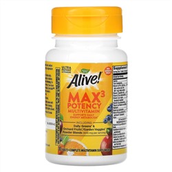 Nature's Way, Alive! Max3 Potency, мультивитамины повышенной эффективности, без добавления железа, 30 таблеток