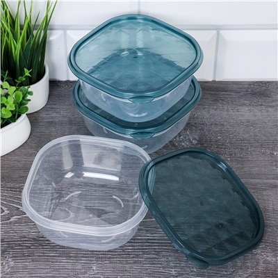 Контейнер квадратный 3 штуки 500 мл / P8 /уп 126/12,5x4 см