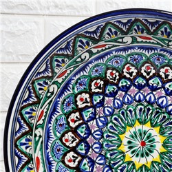 Ляган узбекский Риштанская Керамика «Узоры», d=33 см, синий