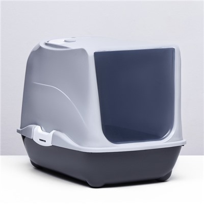 Туалет-домик для кошек закрытый с дверцей 43×32×33 см, серый