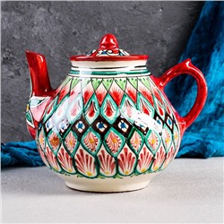Чайник заварочный Риштанская Керамика «Узоры», 1.6 л, красный