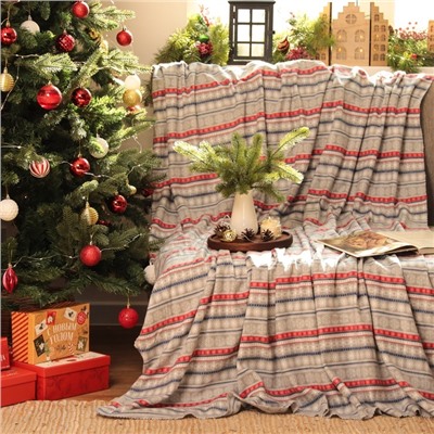 Плед новогодний Экономь и Я «Новогодний узор» 150×130 см, пл.160 г/м², 100% п/э