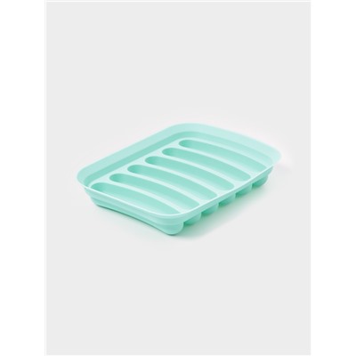 Форма для выпечки и приготовления сосисок Доляна, 6 ячеек, с крышкой, 17.5×13.5.2.8 см, силикон, бирюзовый