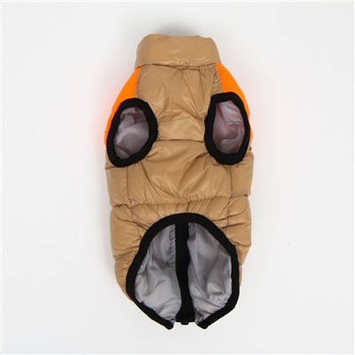 Куртка для собак на молнии, размер 18 (ДС 40 см, ОГ 50 см, ОШ 38 см), бежевая с оранжевым