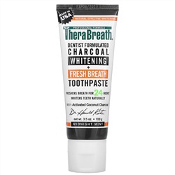 TheraBreath, Charcoal Whitening + Fresh Breath Toothpaste, Midnight Mint, 3.5 oz (100 g)