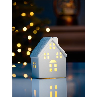 Светодиодная фигура «Дом с окнами» 8.1×5.7×10.1 см, 1 LED, керамика, от батареек LR44×2, свечение тёплое белое