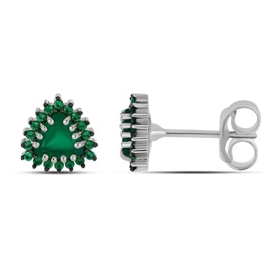 Серьги, зеленый агат , наноизумруд, Венесуэлла