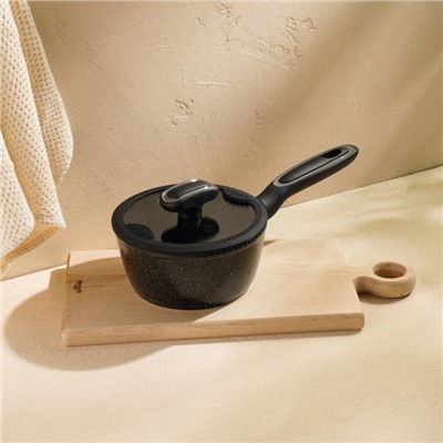 Ковш алюминиевый SL Home, d=16 см, h=7.4 см, антипригарное покрытие, индукция, чёрный