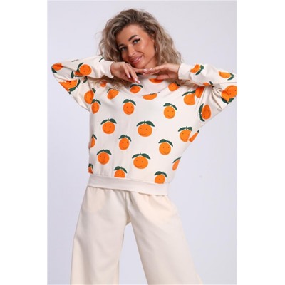 Свитшот женский арт. СФ-03-103 (Крем/апельсины)