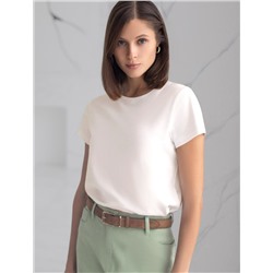 Базовая футболка полуприлегающая из премиального хлопка с эластаном