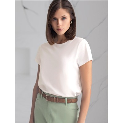 Базовая футболка полуприлегающая из премиального хлопка с эластаном