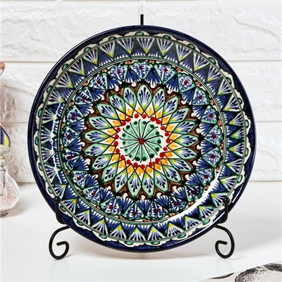 Ляган узбекский Риштанская керамика «Узоры», d=25 см, синий, МИКС