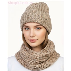 55890 Комплект женский флис (колпак+снуд) (56-58)