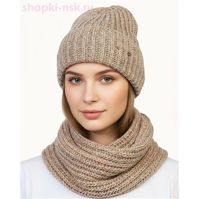 55890 Комплект женский флис (колпак+снуд) (56-58)